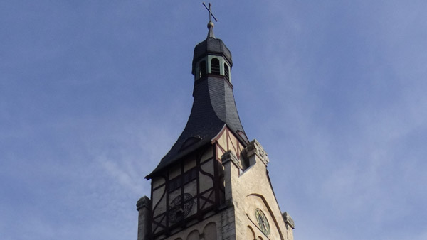 German national romantic top of a Dubulti church spire in Jūrmala