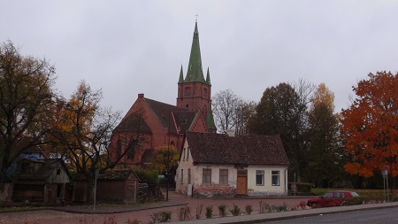Kuldīga church in Autumn