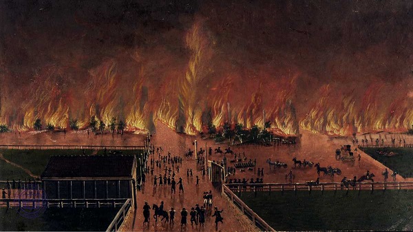 Riga suburbs burning in 1812