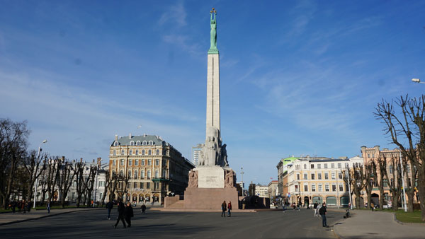 Freedom monument between Center and Old Town of Riga