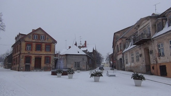 The fringes of Cēsis Old Town are built over with low-rise 19th century brick buildings