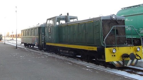 Narrow gauge train about to leave Gulbene