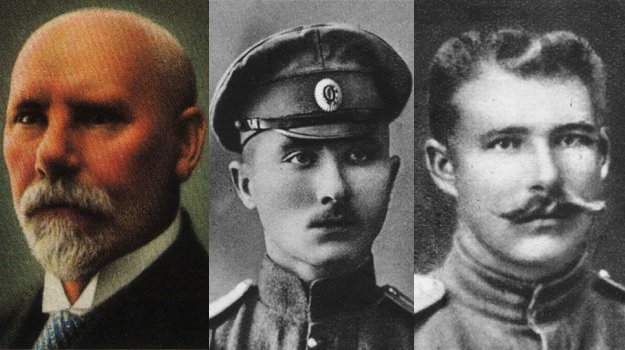 Left to right: Jānis Čakste, Frīdrihs Briedis, Oskars Kalpaks