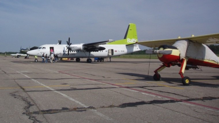 Air Baltic plane in Liepāja airport in 2008. Air Baltic plane in Liepāja airport in 2008