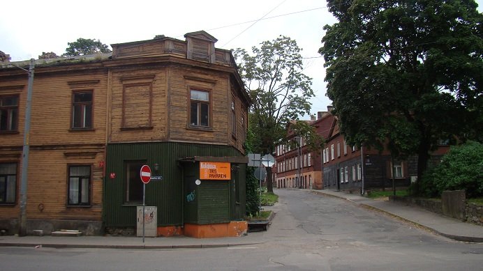 Wooden 19th century apartment buildings in Pardaugava