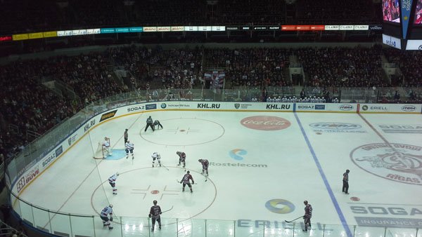 Riga Dinamo plays a nearly sold out KHL game against Saint Petersburg ASK in Riga