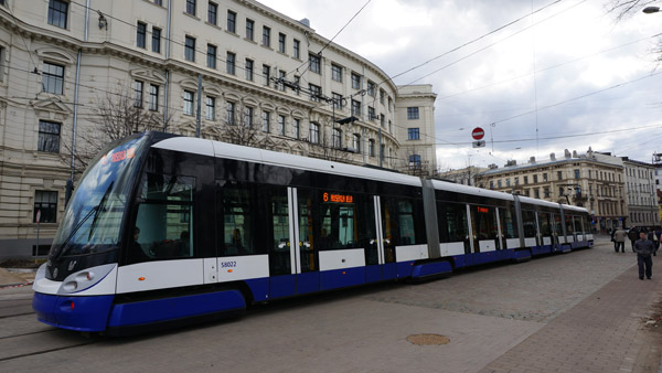 A modern tram in Riga