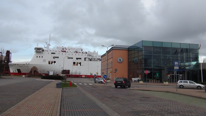 Germany-bound ferry moored in Ventspils passenger port