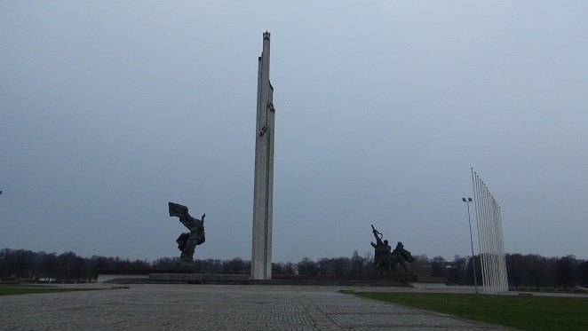 Soviet Victory monument in Riga is a focal point for Russian celebrations.